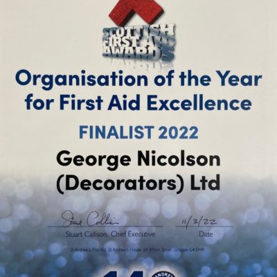 St Andrew's First Aid Awards 2022 - Finalist Certificate 2022
